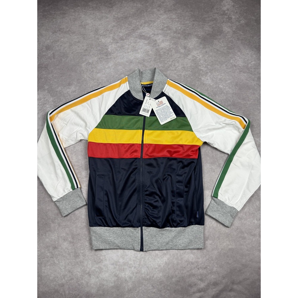 Original Marines Jacket Unisex Kids Size 14 Large Striped Full Zip Track‎ Retro